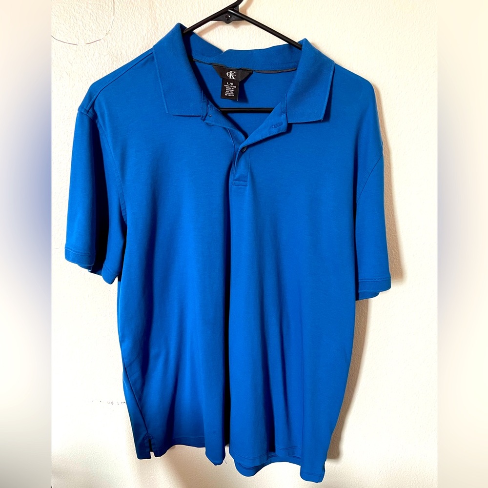 Calvin Klein Mens L Blue Polo Shirt